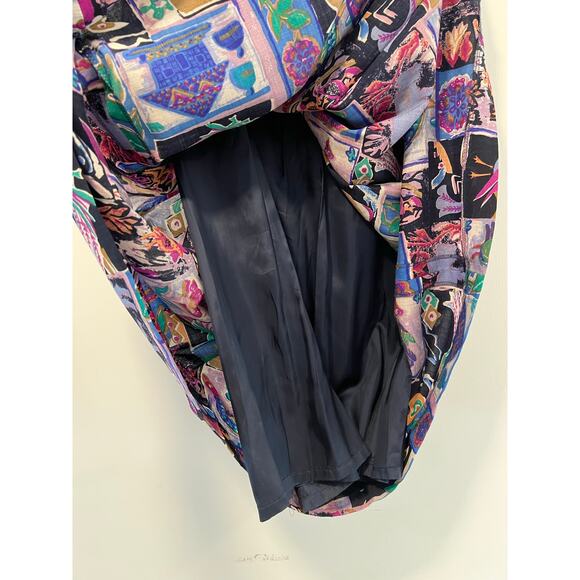 Geiger Rare Collections Pleated Midi Skirt Unique Colorful Bird Print Medium JL - Picture 4 of 7